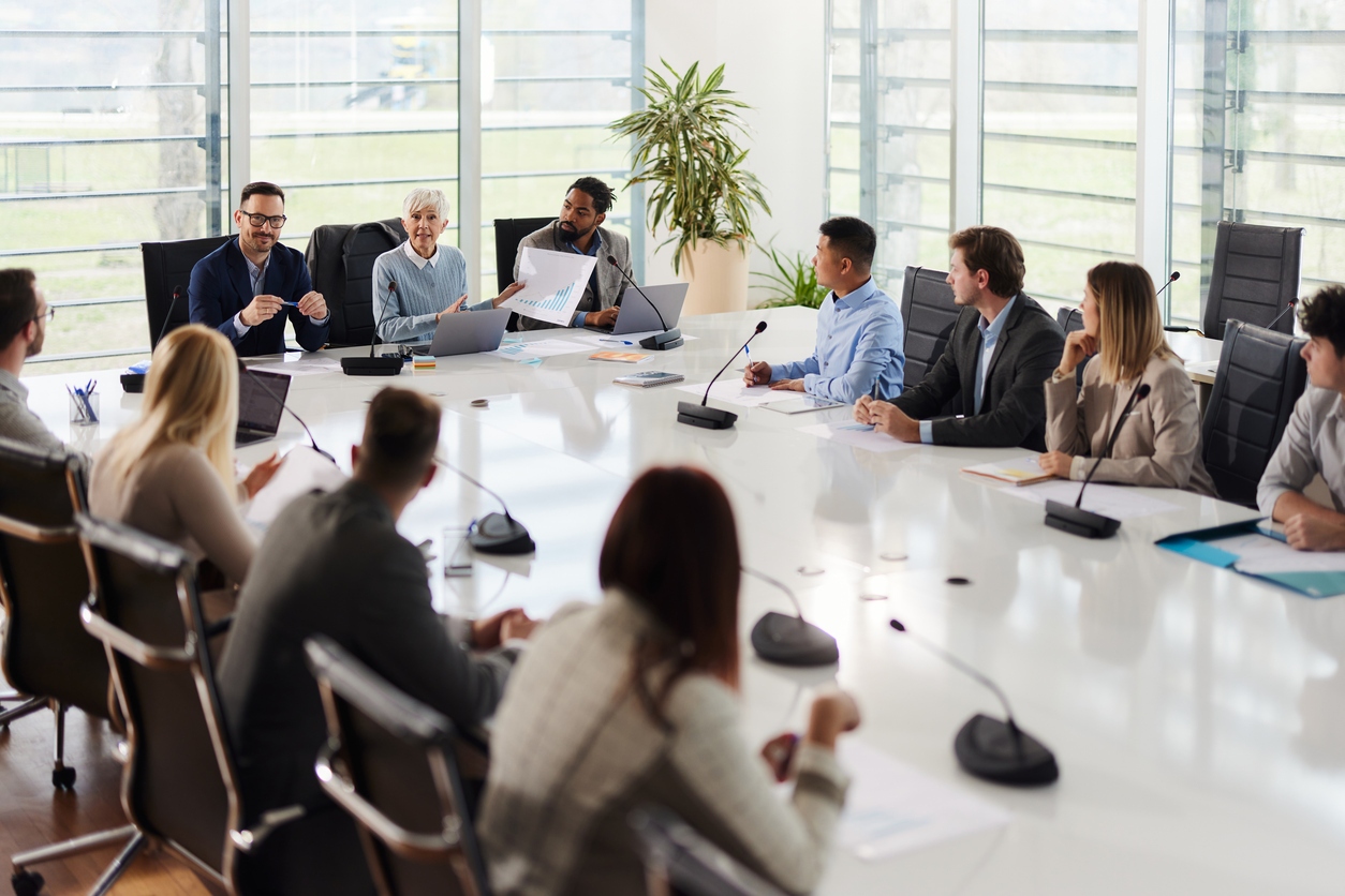 Large business meeting