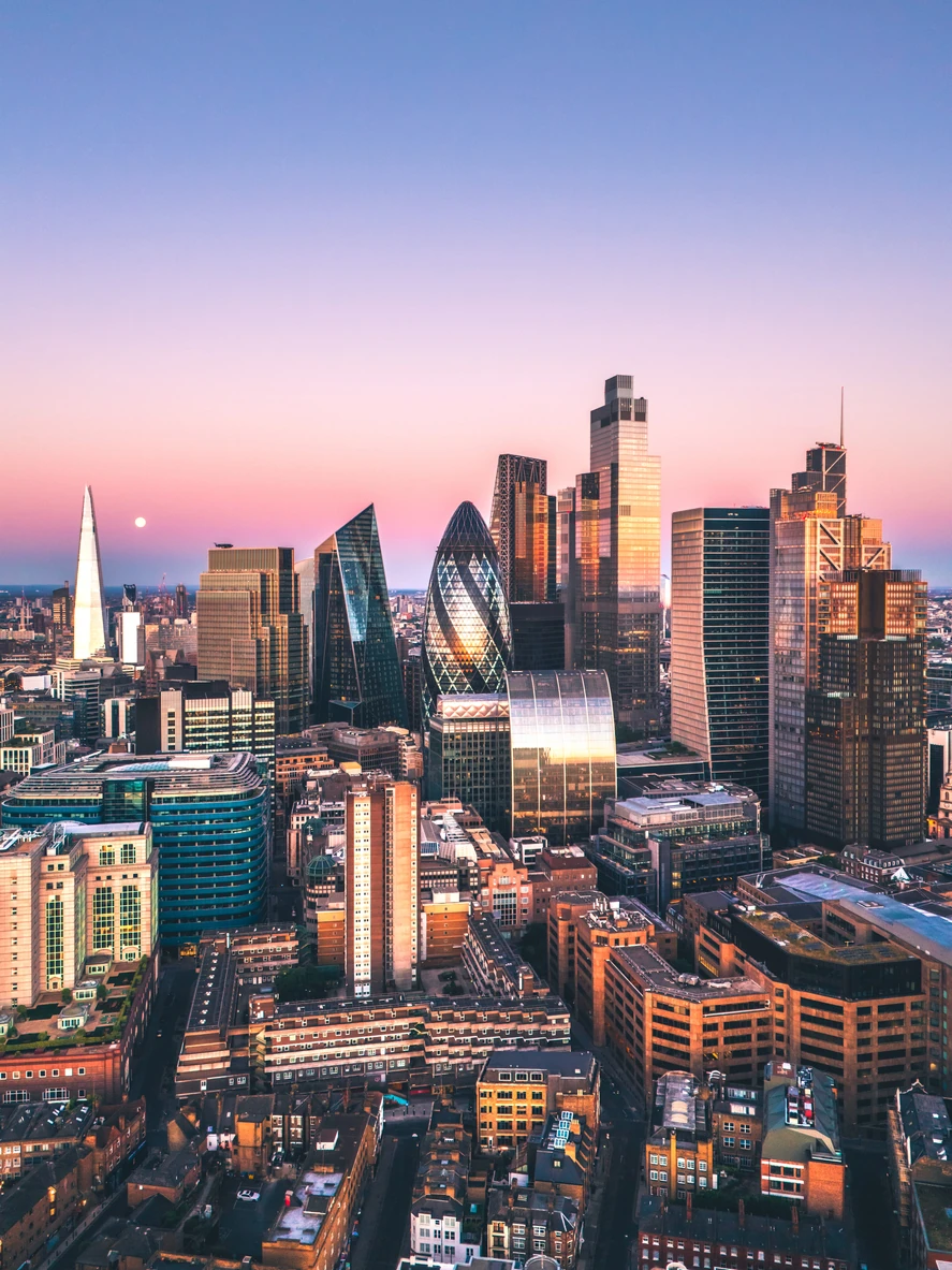 Image of london skyline, at sunset