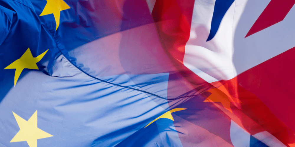 Transition EU and UK flags